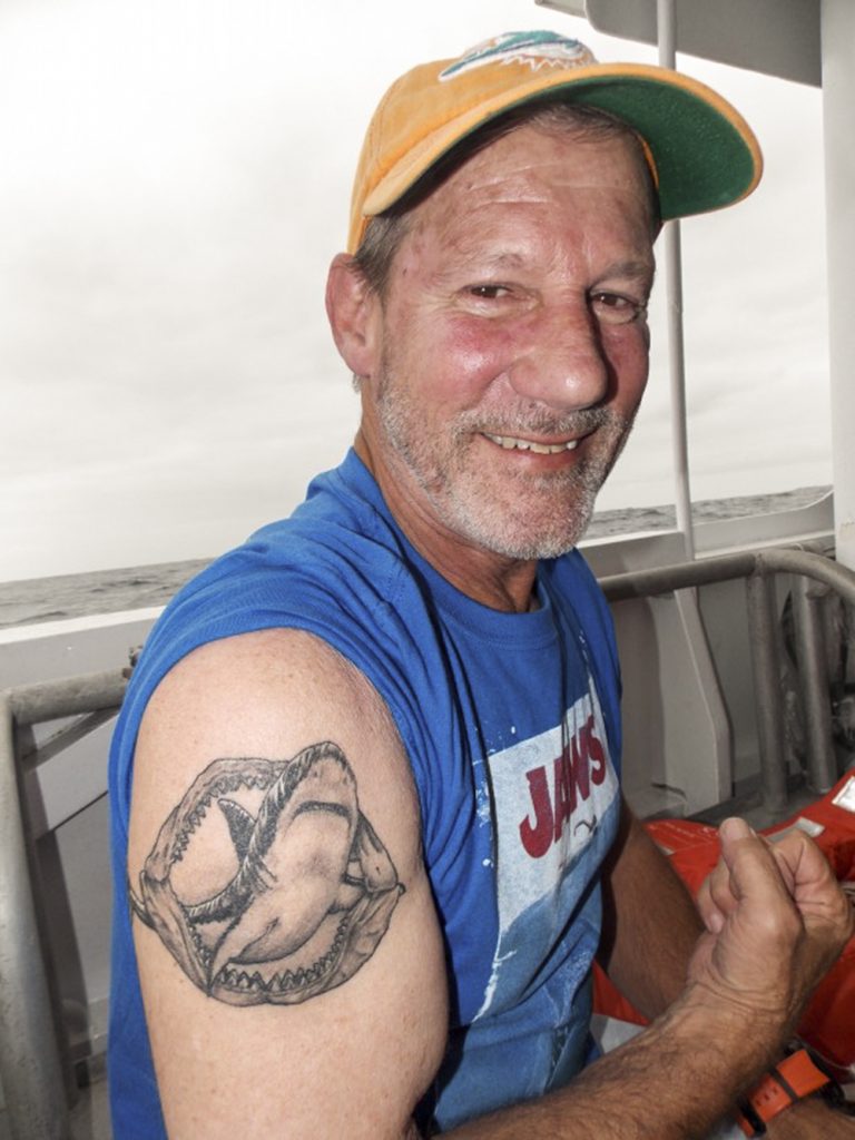 Danny's great white shark tattoo